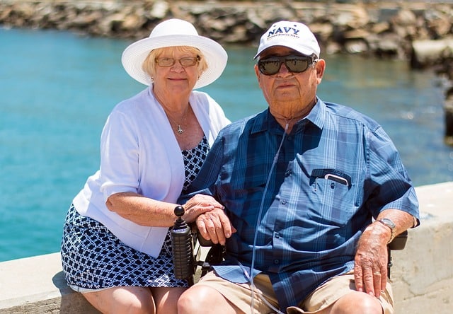 Medical Alert Systems for your elderly Grandparents sitting by the water.